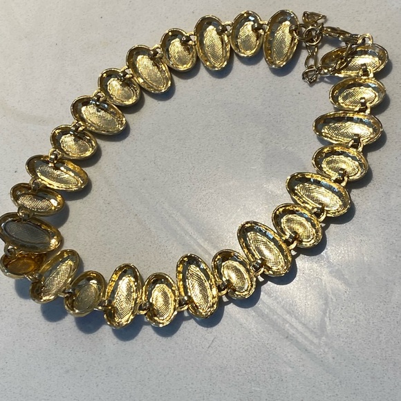 Fashionable Two Toned Gold & Silver w/ Red Accents Chunky Necklace - Picture 4 of 7